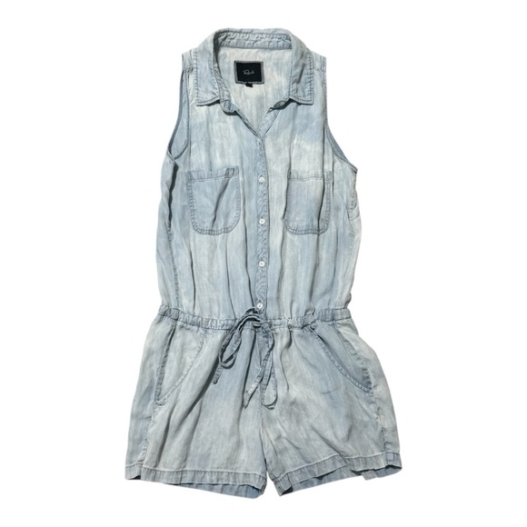 RAILS Revolve Fiona Chambray Sleeveless Shorts Romper Light Blue Size S Casual - Picture 3 of 7